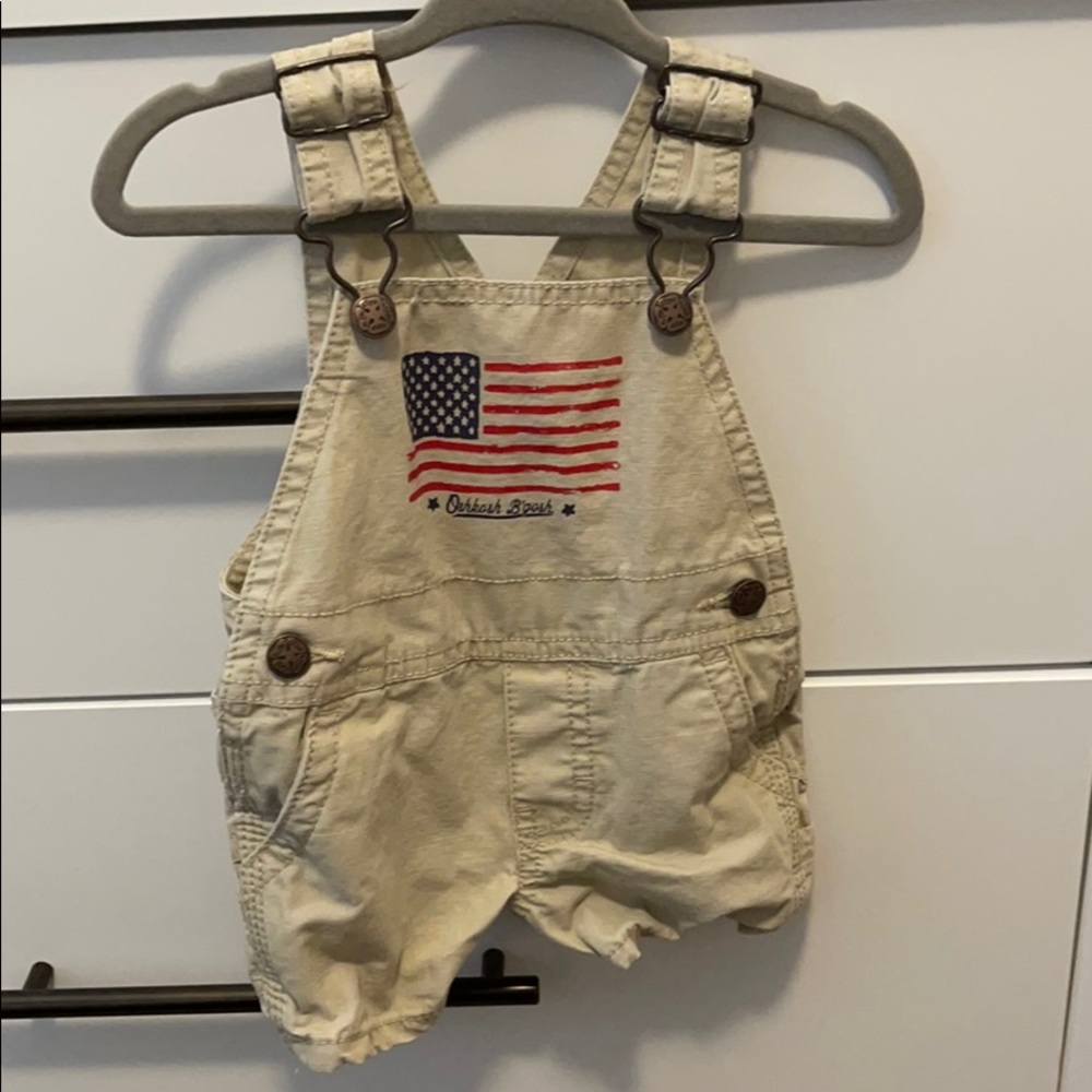 Khaki American Flag Shortalls Overall Shorts 4th of July